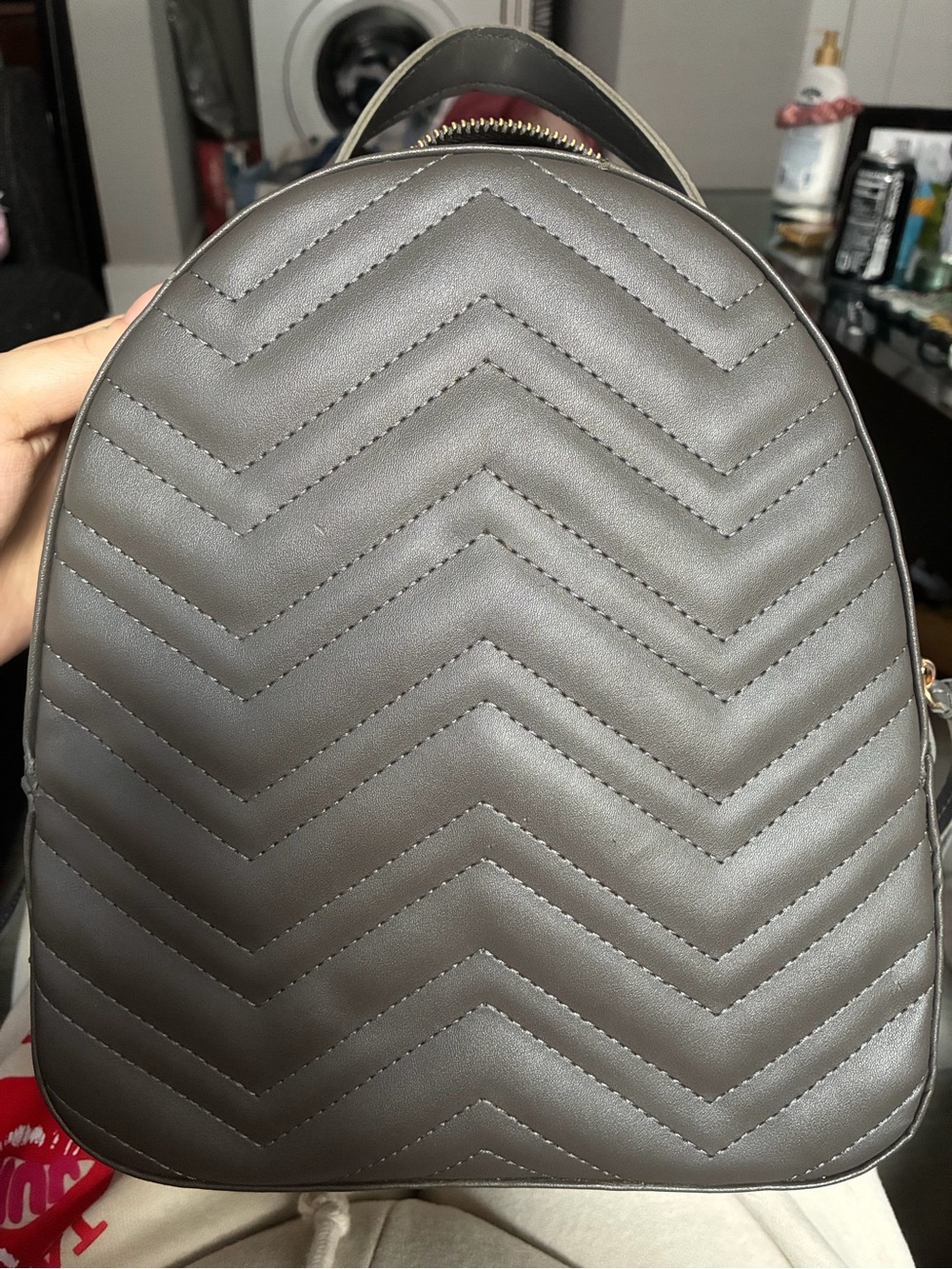 Quilted Chevron Women's Backpack - Brown